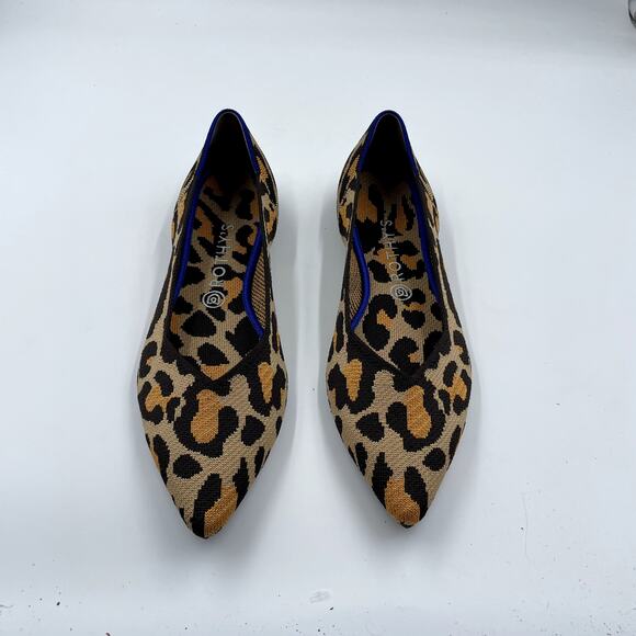 Rothy's  The Point Desert Cat Leopard Print Washable Women's Flats - Size 12.5 - Picture 3 of 9